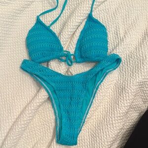 SHEIN Turquoise Crochet Bikini